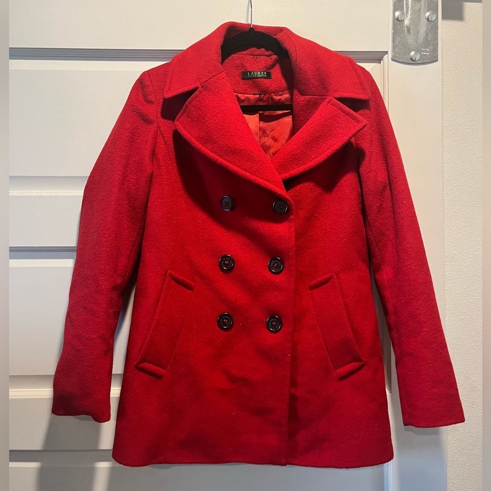 Ralph Lauren Red Peacoat size 8